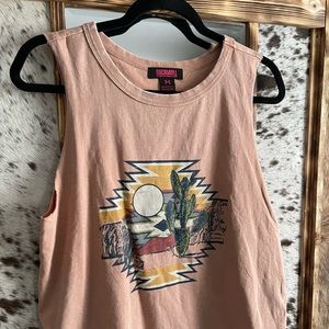 rock & roll denim graphic tank